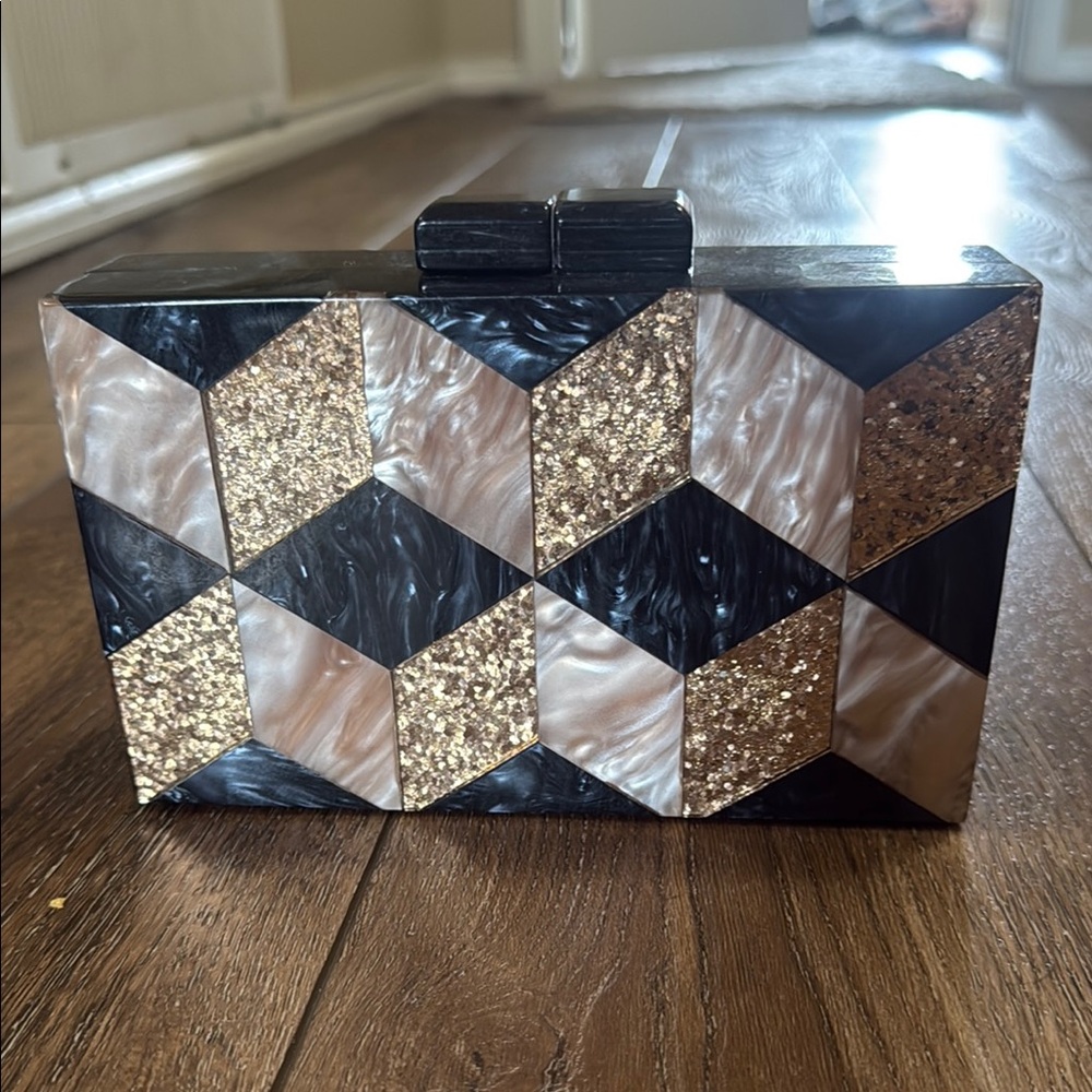 Geometric Clutch with Gold Accents - Picture 5 of 5